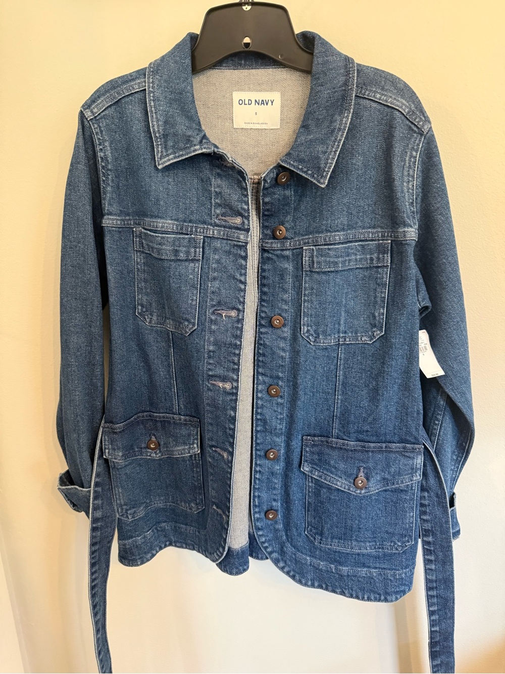 Old Navy Dark Blue Denim Tie-Waist Jacket - Picture 4 of 5